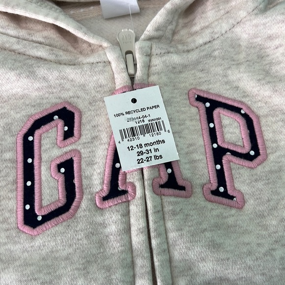 Baby Gap Arch Logo Zip Up Sweater Oatmeal Heather Size 12-18 months - Picture 3 of 5